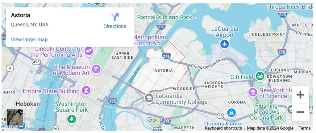 Astoria on the Google map