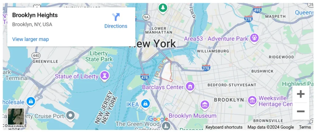 Brooklyn Heights on the Google Map