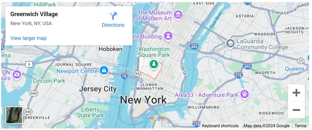 Greenwich Village on Google map