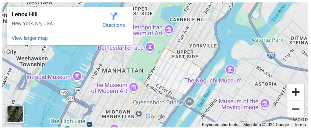 Lenox Hill on the Google maps
