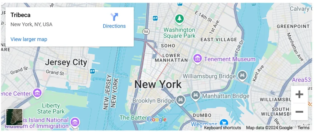 Tribeca on the Google Map