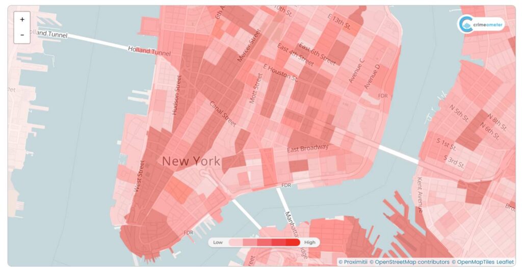 Tribeca crime map, NYC