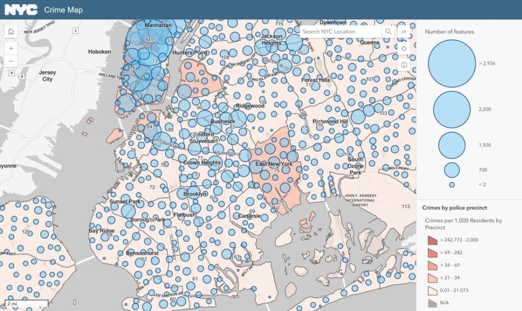 Brooklyn crime map from NYC.gov (April 2024