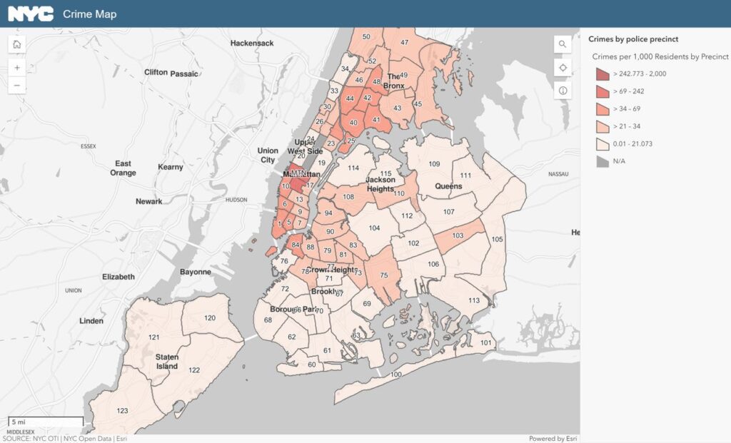 Brooklyn crime map from NYC.gov (Jun 2024)