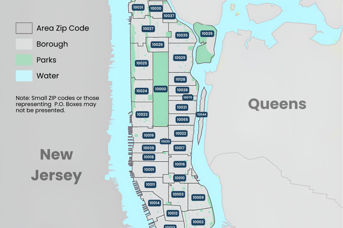 Manhattan Zip Code Map From 10001 To 10282 Nyc Reviewed 