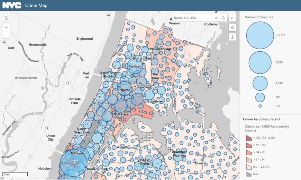 The Bronx crime map
