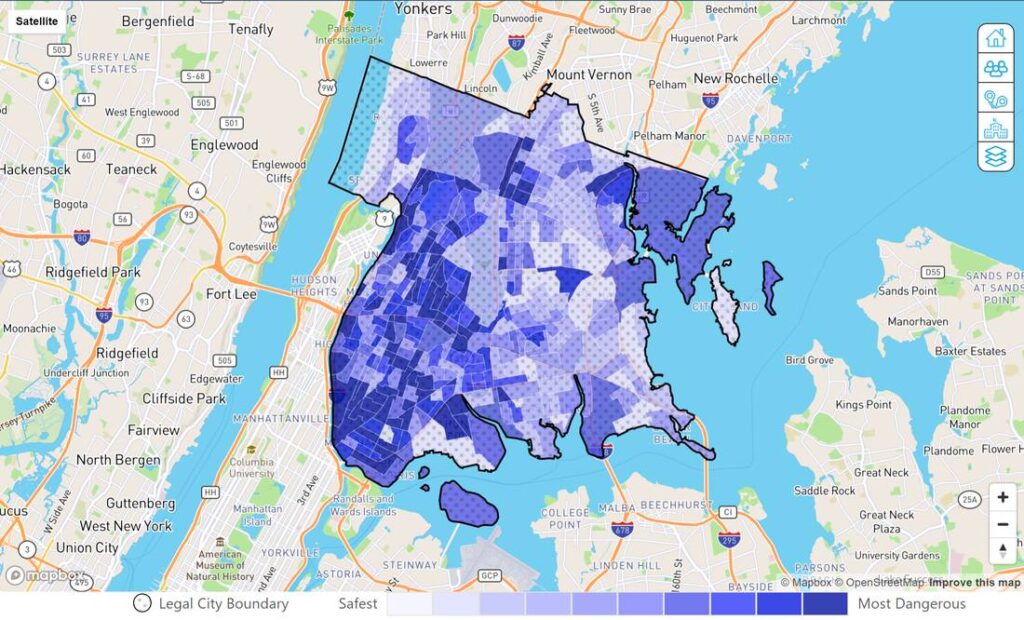 Bronx crime map (Neighborhoodscout)