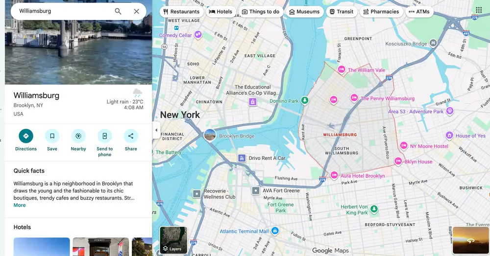 Map of Williamsburg, NYC