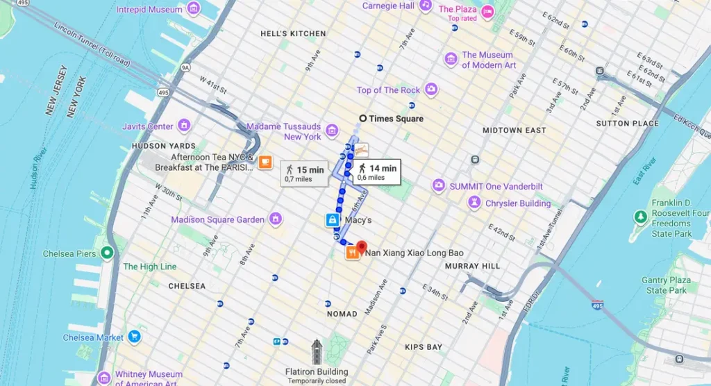 Route from Times Square to Empire State Building